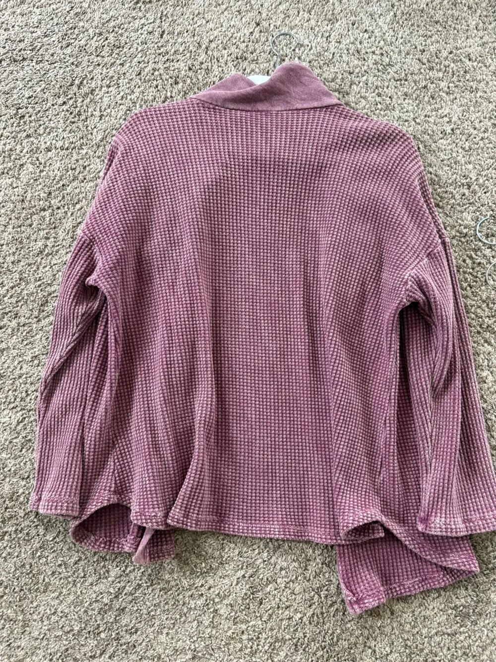 BUCKETLIST Waffle Button-Front Cardigan in Dusty Mauve